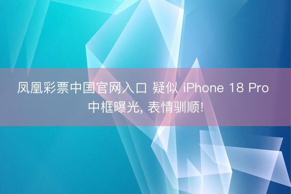 凤凰彩票中国官网入口 疑似 iPhone 18 Pro 中框曝光， 表情驯顺!