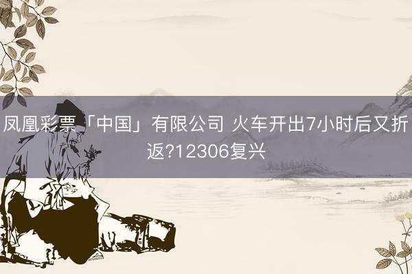 凤凰彩票「中国」有限公司 火车开出7小时后又折返?12306复兴