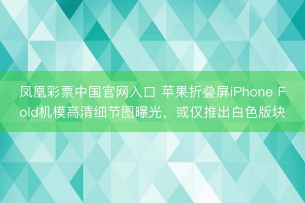 凤凰彩票中国官网入口 苹果折叠屏iPhone Fold机模高清细节图曝光，或仅推出白色版块