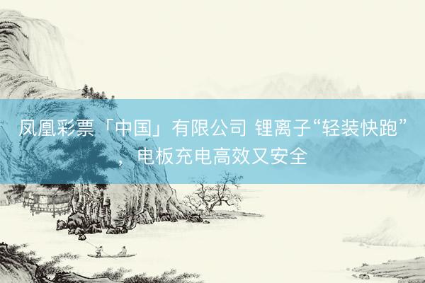 凤凰彩票「中国」有限公司 锂离子“轻装快跑”,电板充电高效又安全