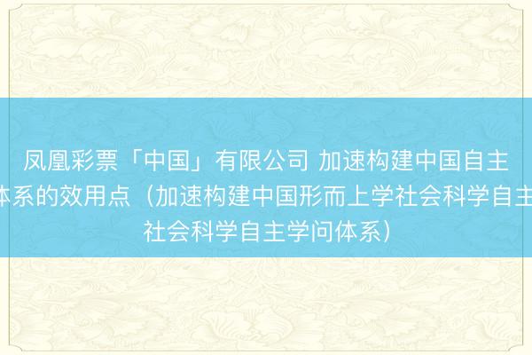 凤凰彩票「中国」有限公司 加速构建中国自主法学学问体系的效用点(加速构建中国形而上学社会科学自主学问体系)