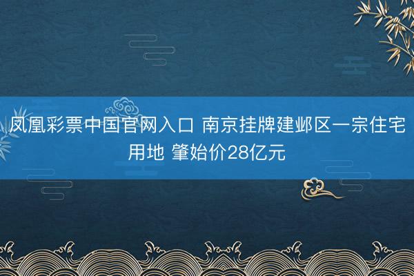 凤凰彩票中国官网入口 南京挂牌建邺区一宗住宅用地 肇始价28亿元
